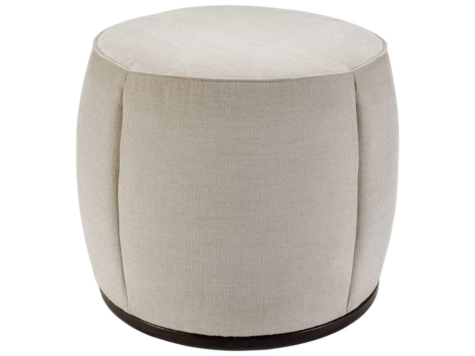 Lanza Modern Upholstered Ottoman in Light Beige with Dark Brown Wood Base