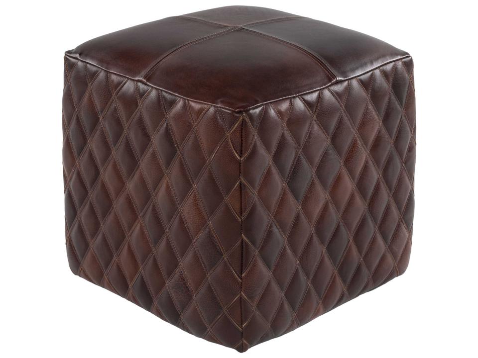 Leonardo Leather Cube Ottoman in Black