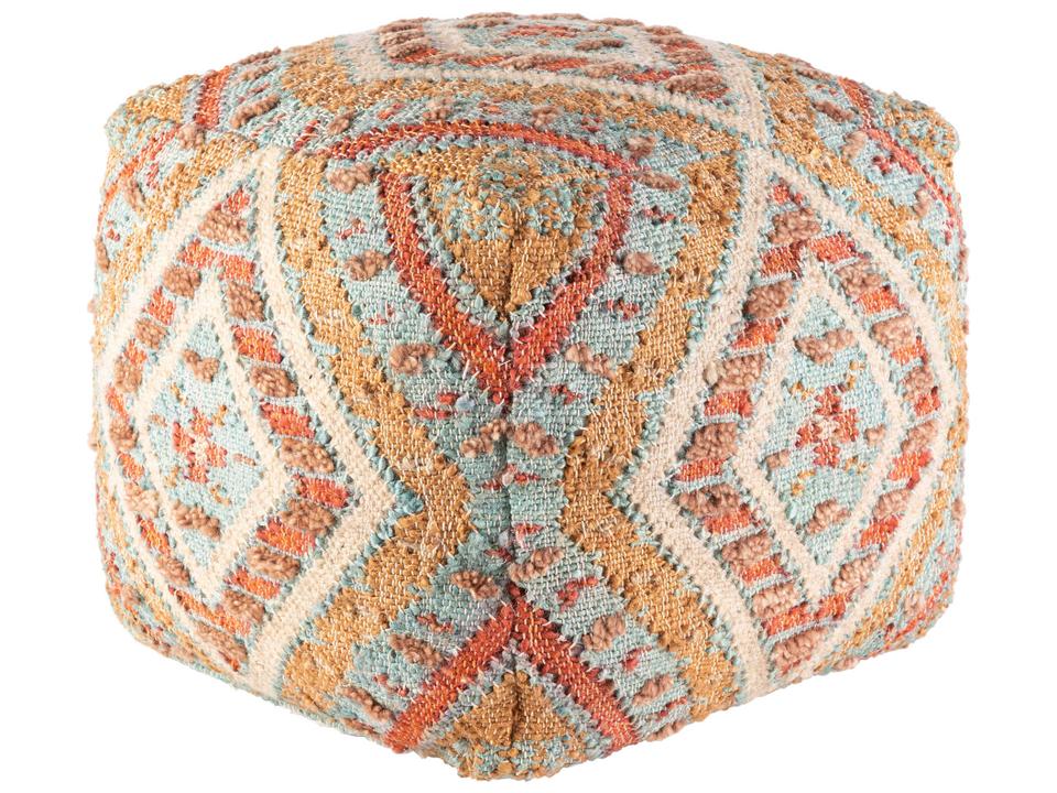 Luanda Aqua Light Beige Brick Red Blue Upholstered Ottoman