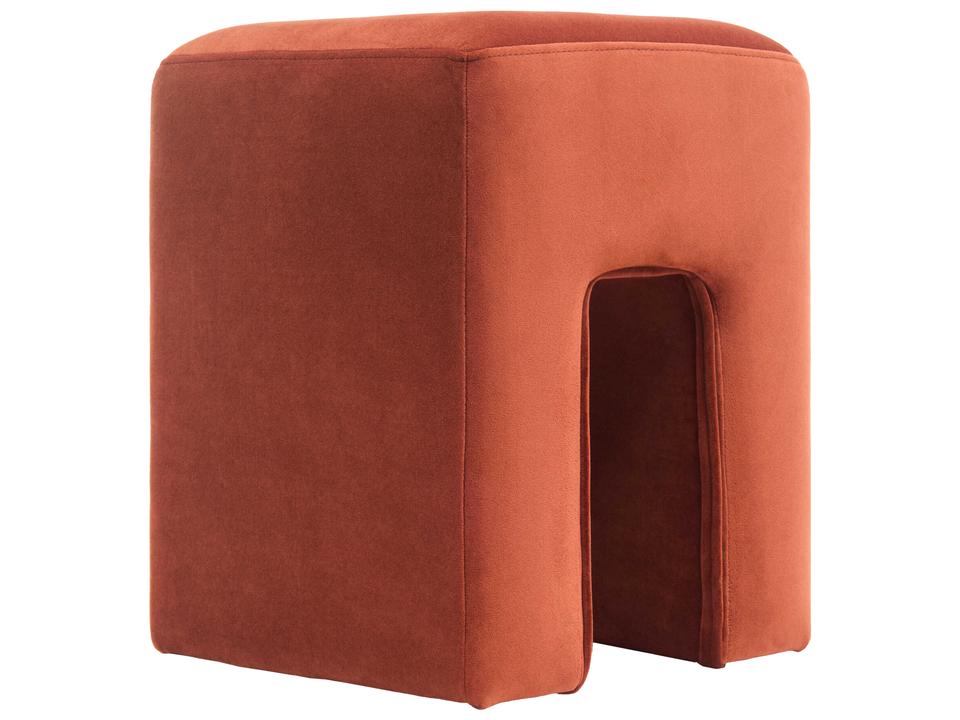 Miraya Recycled Fabric Square Ottoman in Rust Red
