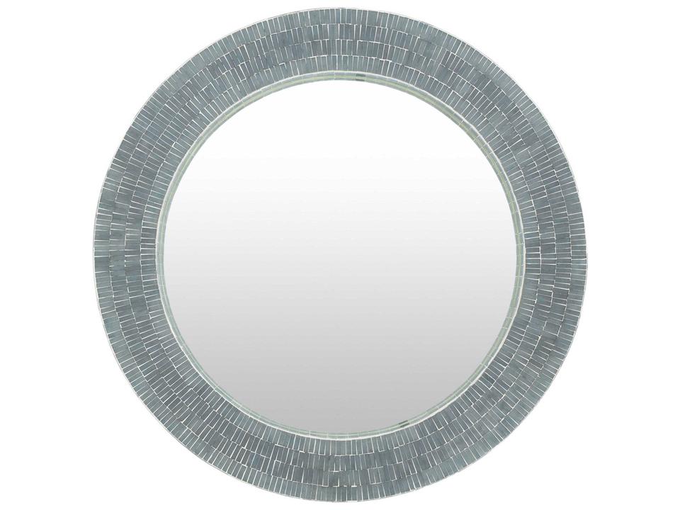 Natalia Round Wall Mirror in Gray with Mother of Pearl Frame