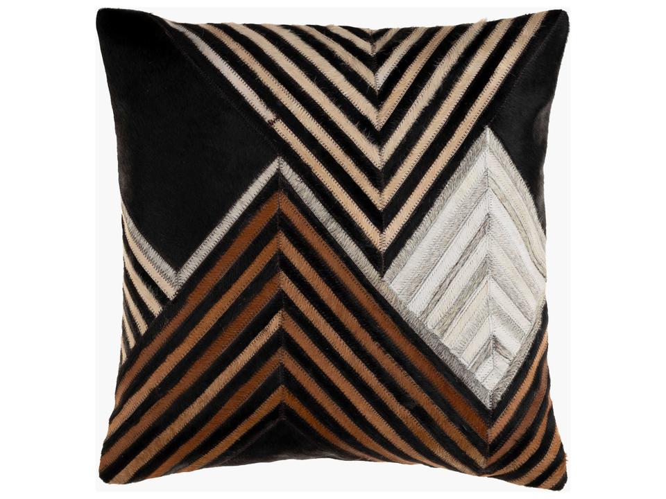 Nashville Hair On Hide Patchwork Accent Pillow Black Cream Brown