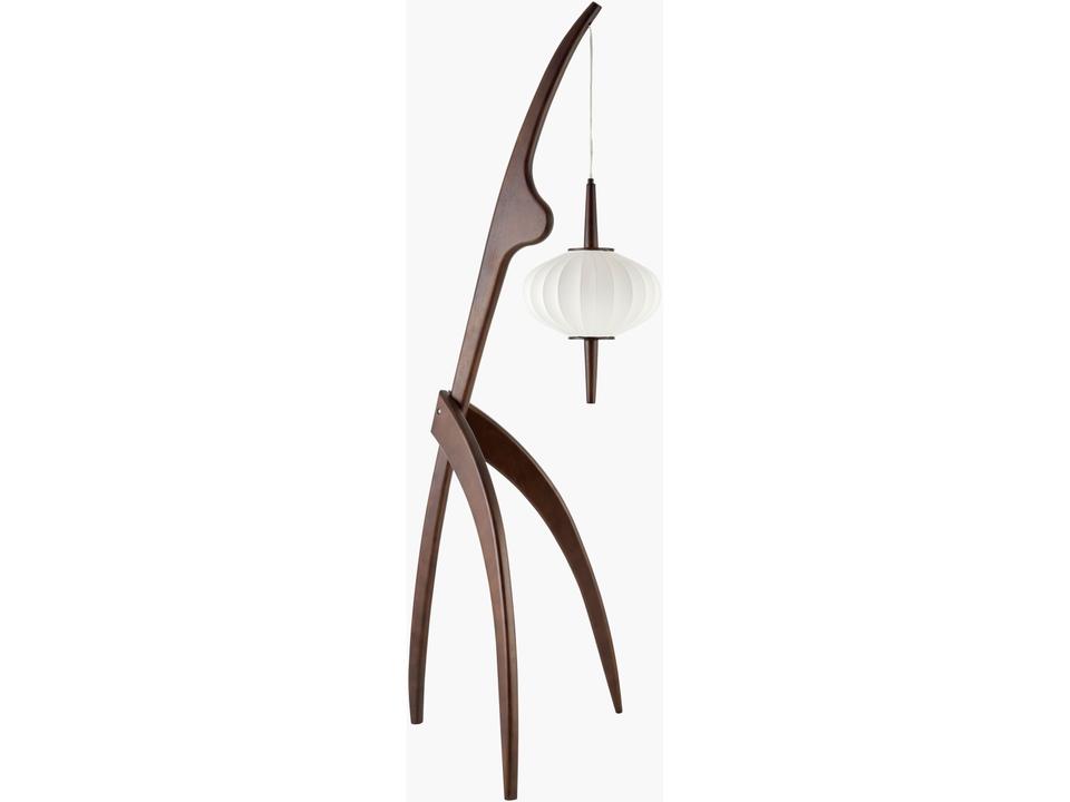 Niamey 3-Light Accent Floor Lamp in Painted Brown with White Linen Shade