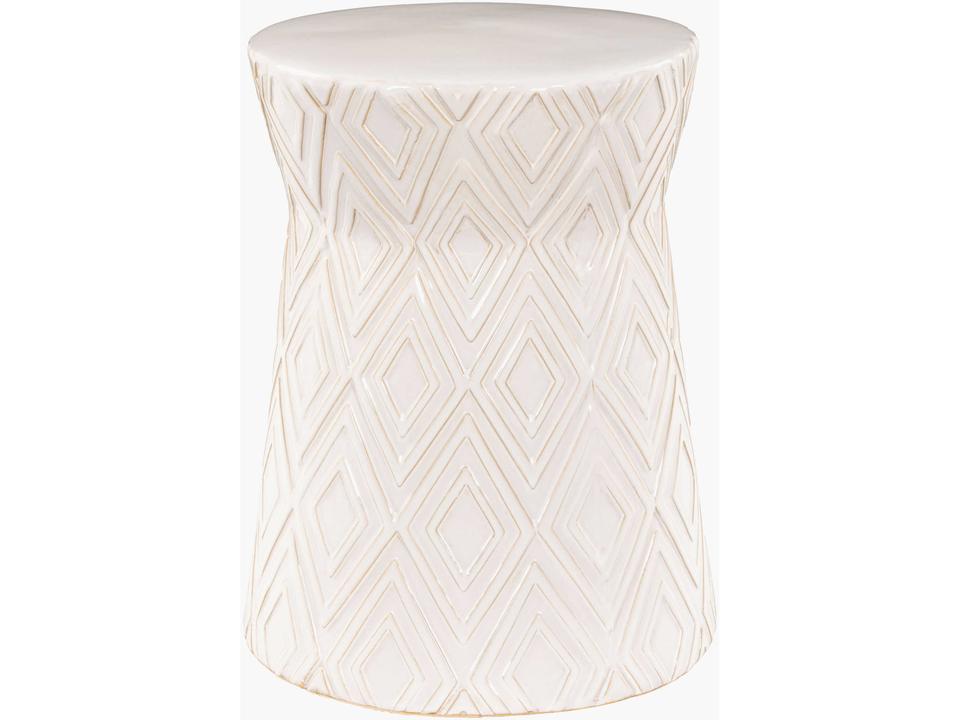 Cali Round Glazed Ceramic Garden Stool in White