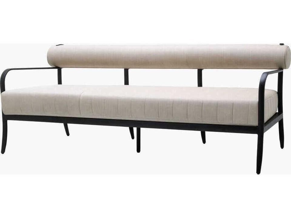 Antibes Aluminum Cushion Sofa with Black Sunbrella Acrylic