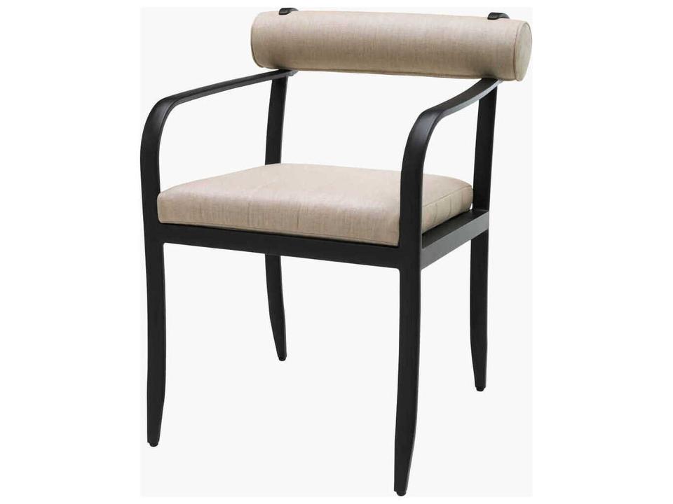 Antibes Aluminum Dining Chair with Sunbrella Cushion in Black