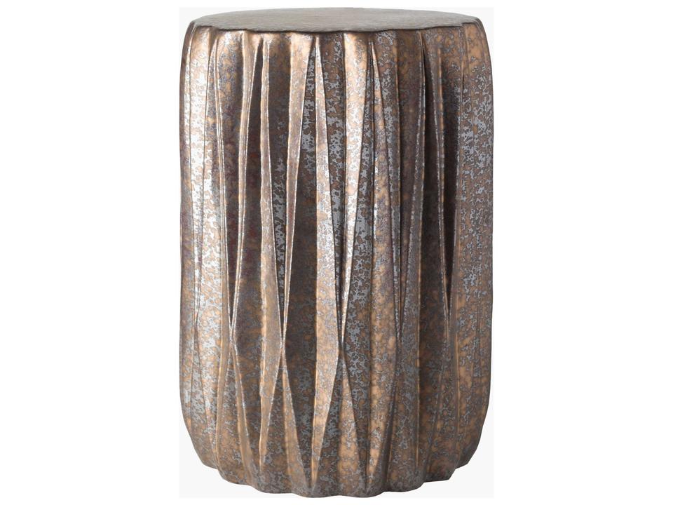 Aynor Round Ceramic Garden Stool in Metallic Silver Gold
