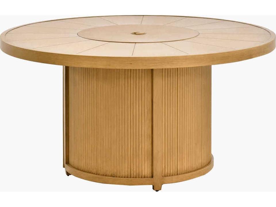 Surya Cape Town 50-Inch Round Aluminum Fire Pit Table in Wheat