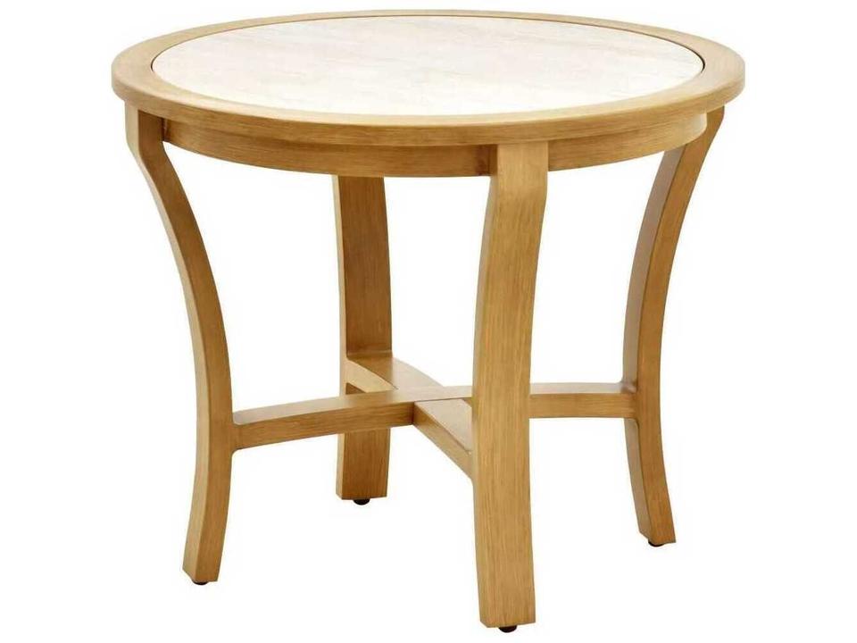 Cape Town 24-Inch Round End Table in Beige Matte Wheat