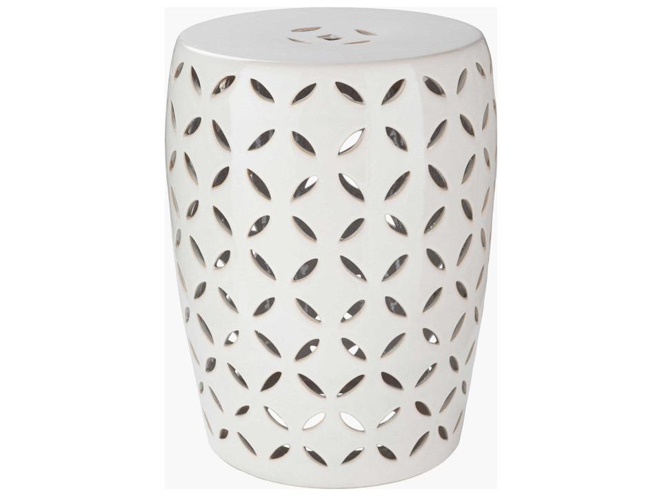 Chantilly 18-Inch Glazed Ivory Ceramic Round Garden Stool