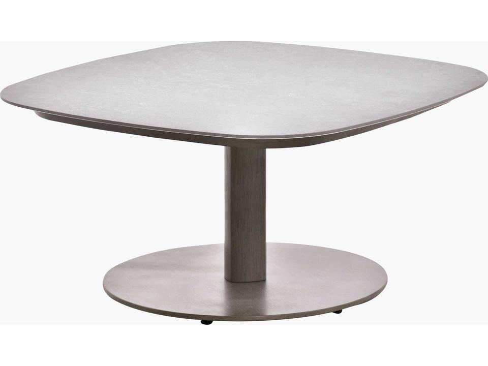 Daniella Square Aluminum Coffee Table with Stone Top in Gray