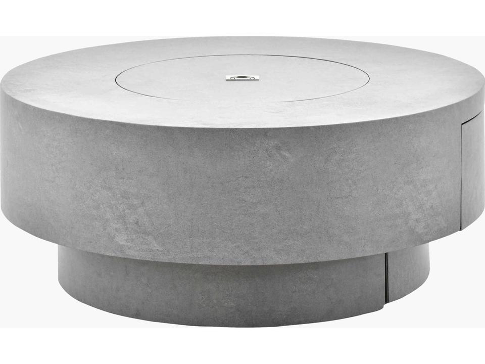 Daniella Round Aluminum Fire Pit Table in Gray