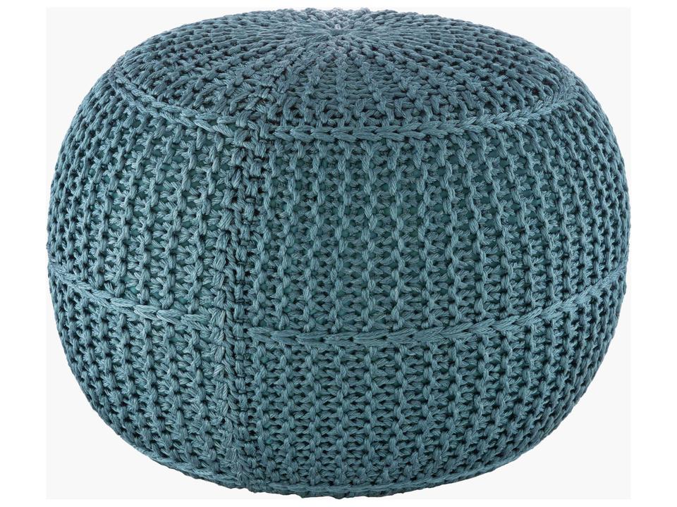 Dita 20 Inch Round Fabric Cushion Pouf in Aqua