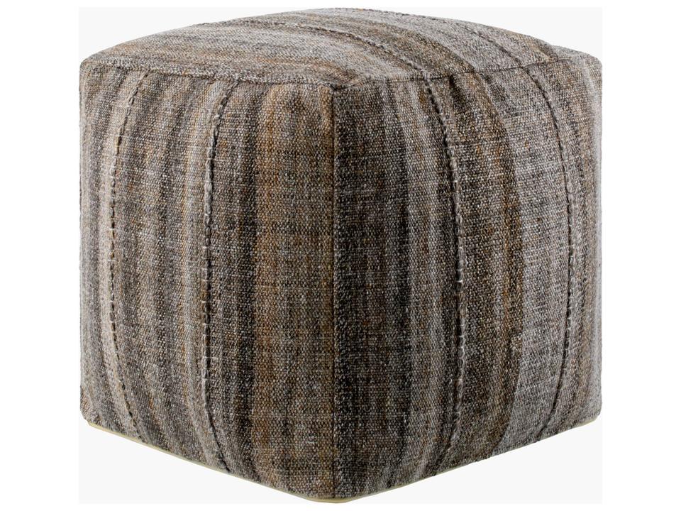Surya Mudcloth 18-Inch Cube Pouf in Dark Brown