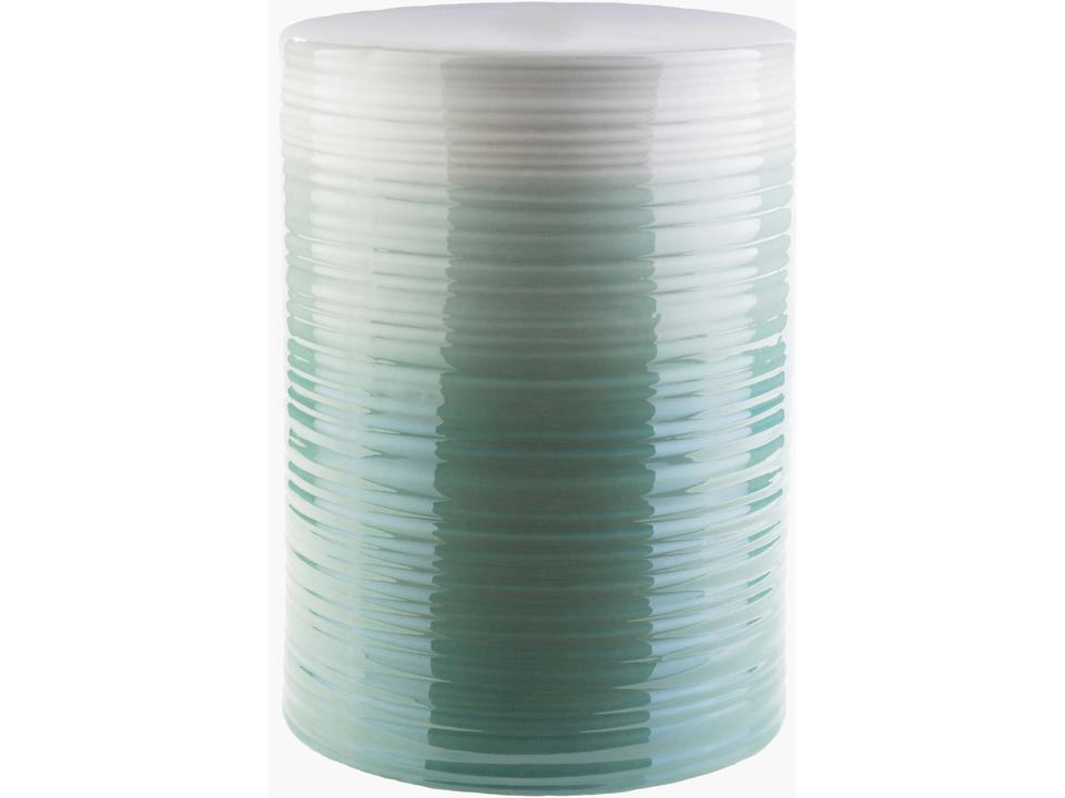 Waverly Ceramic Round Garden Stool in Sage Seafoam White