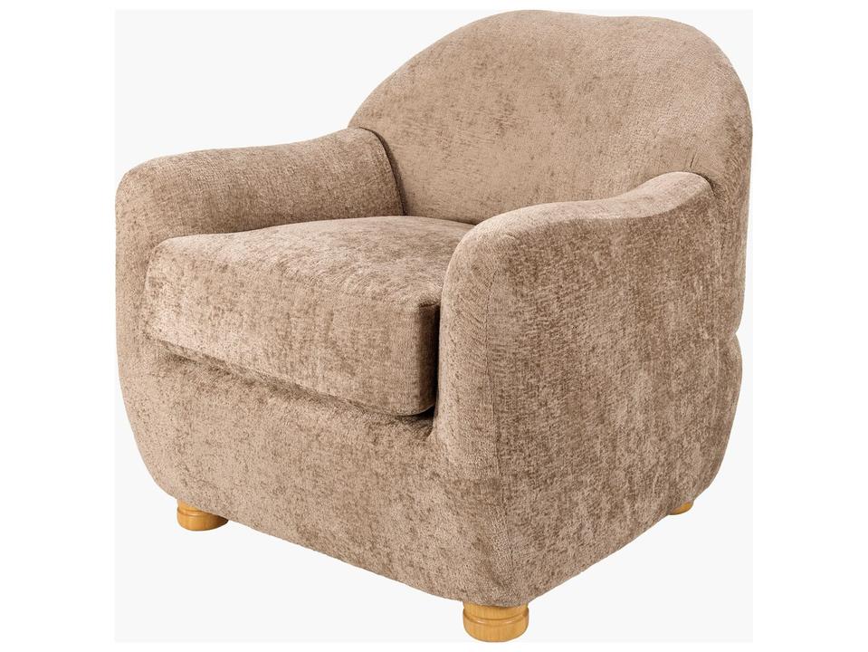 Perch Upholstered Accent Chair in Light Gray with Brown Lacquered Base