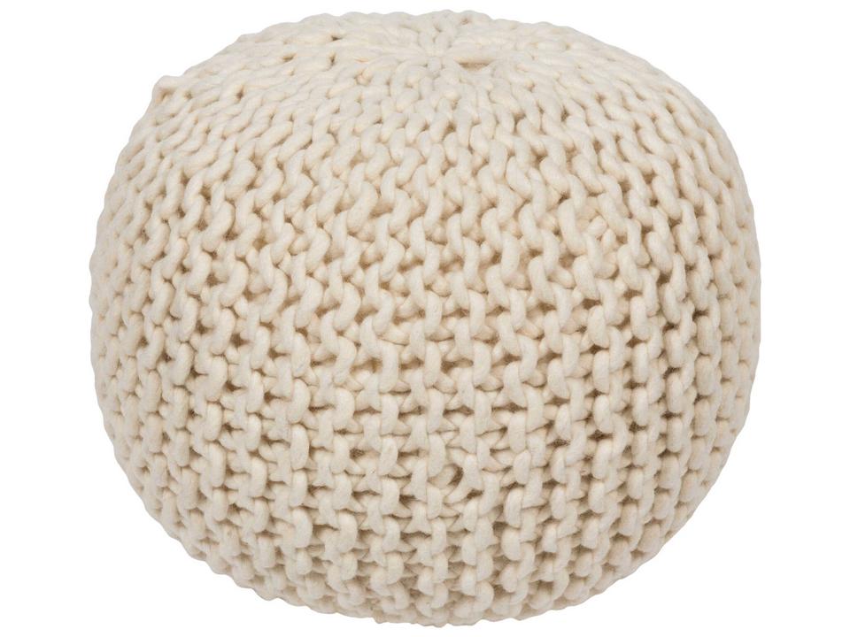 DeSoto Knitted Round Wool Pouf in Tan
