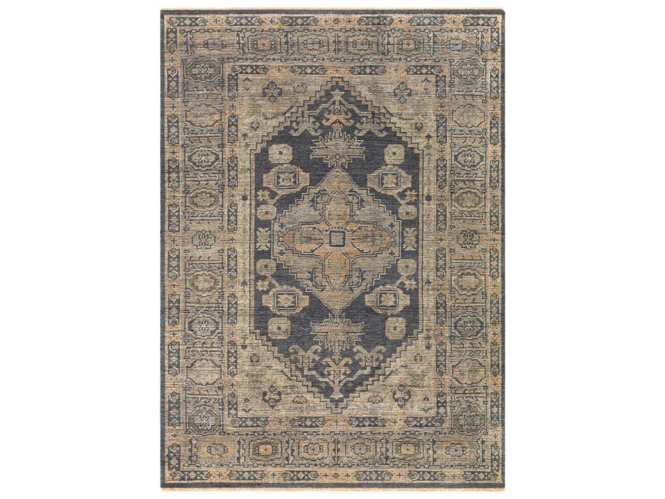 Reign Traditional Bordered Area Rug Hand-Knotted Wool Charcoal Gray Multi