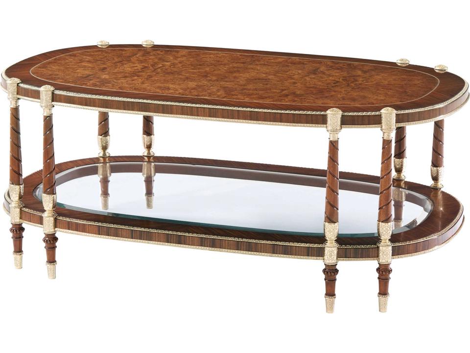 Stephen Church The Timothy Oval Coffee Table in Brass and Burl Wood