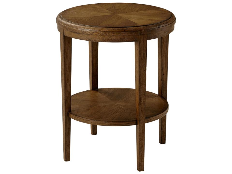 Nova Two Tiered Round Side Table in Dusk Oak