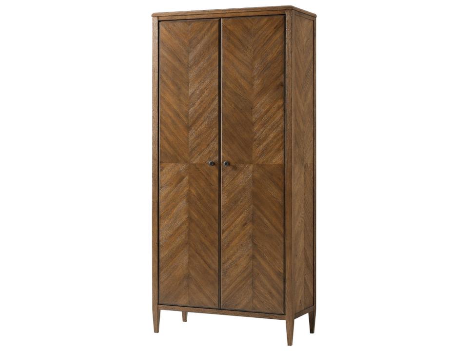 Nova Oak Wardrobe with Mirrored Herringbone Doors in Dusk