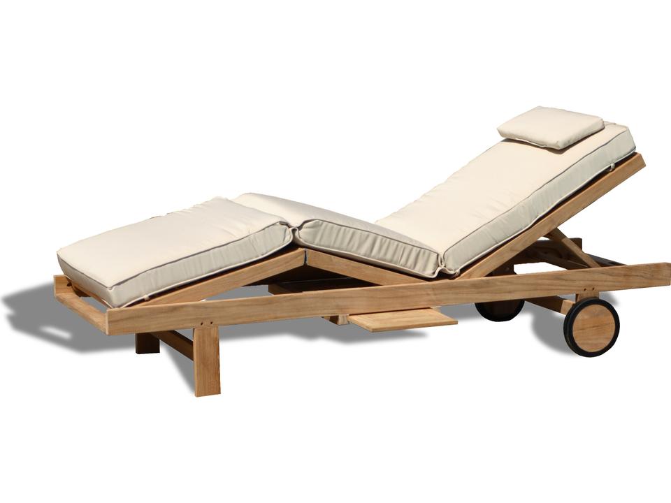 Quincy Adjustable Teak Chaise Lounge with Wheels