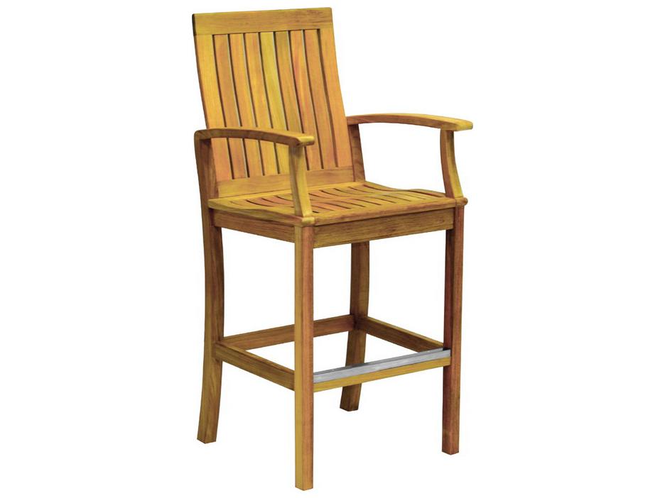 Monterey Teak Patio Bar Chair with Arms in Natural Teak