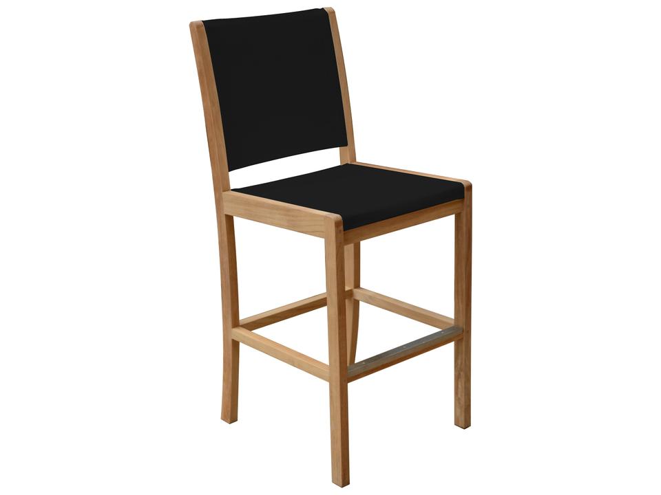 Riviera Teak Sling Outdoor Bar Chair with Arms