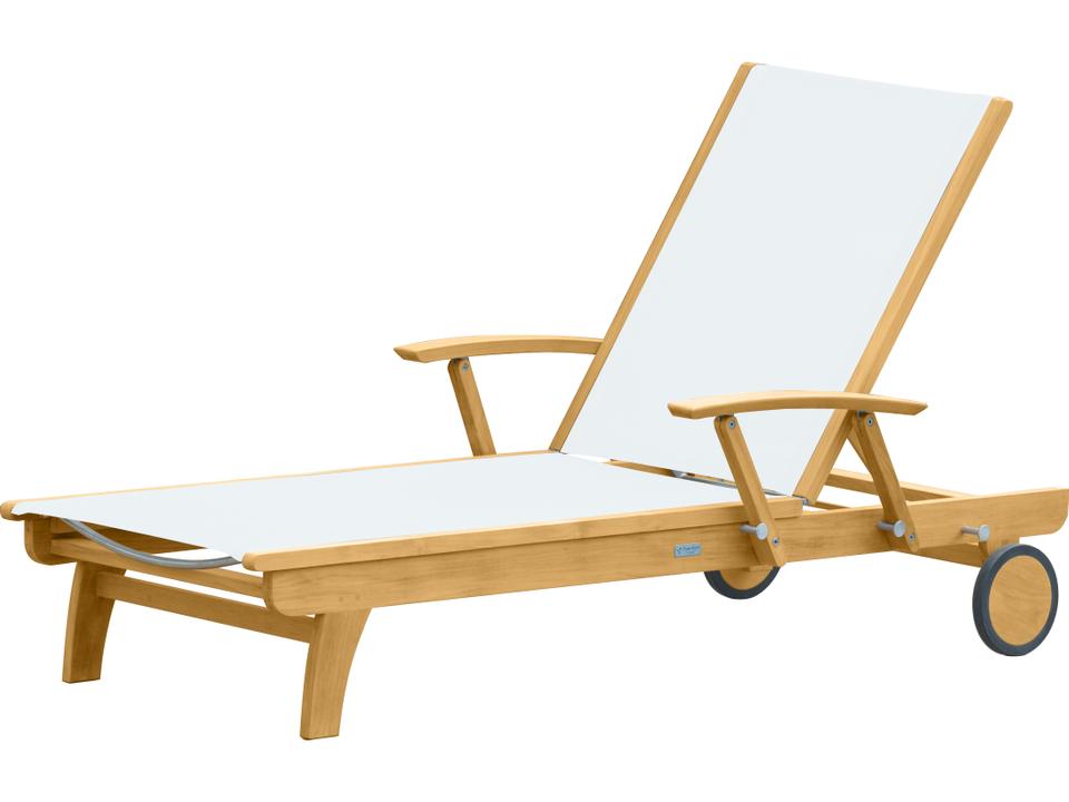 Riviera Adjustable Teak Chaise Lounge with Sling Fabric