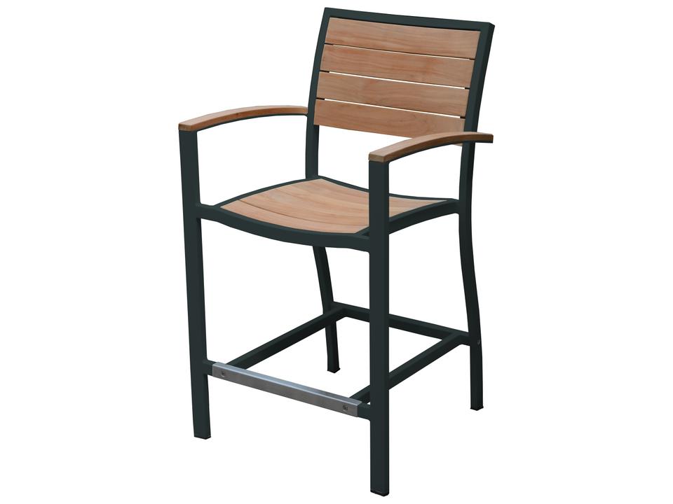 SoHo Teak Counter Height Armchair with Powder Coated Aluminum Frame