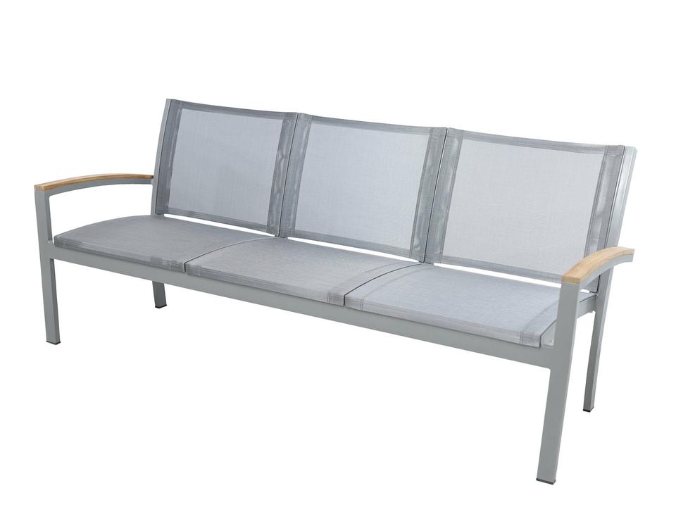 Tribeca Aluminum Sling Patio Sofa with Teak Accents