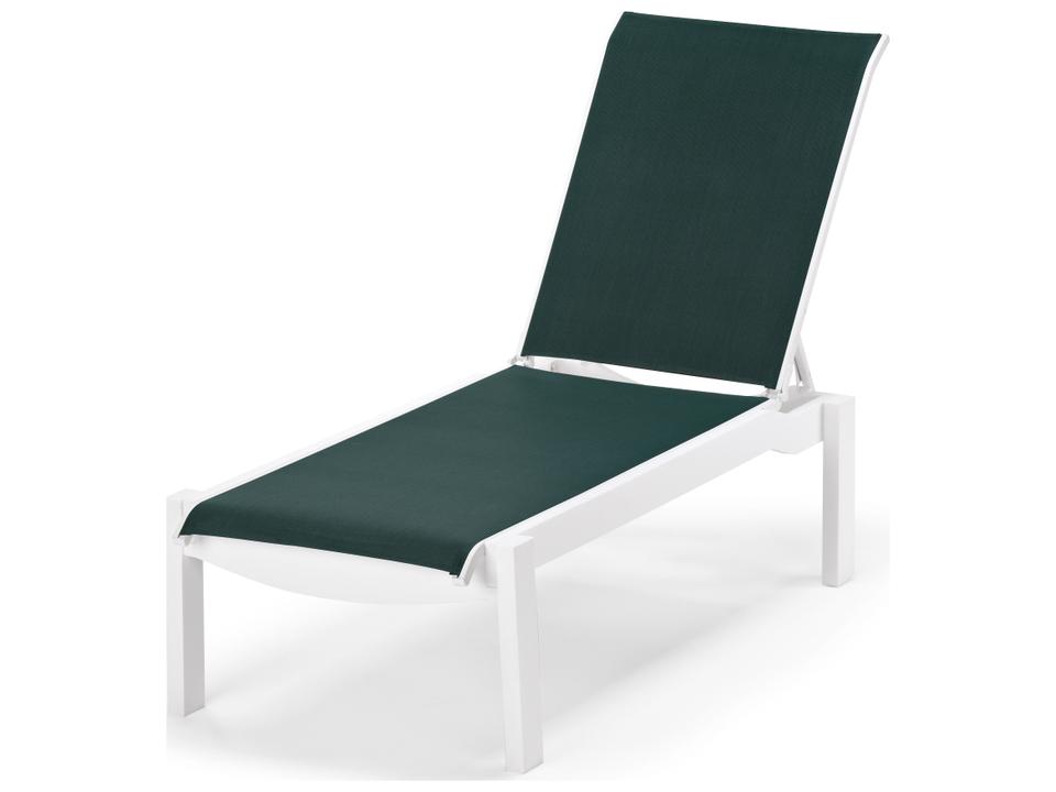 Leeward Marine Grade Polymer Sling Stackable Outdoor Patio Chaise Lounge with Wheels