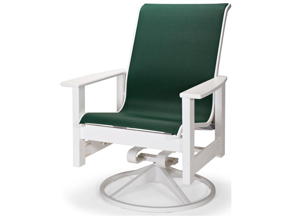 Leeward Marine Grade Polymer Sling Swivel Rocker Patio Dining Arm Chair