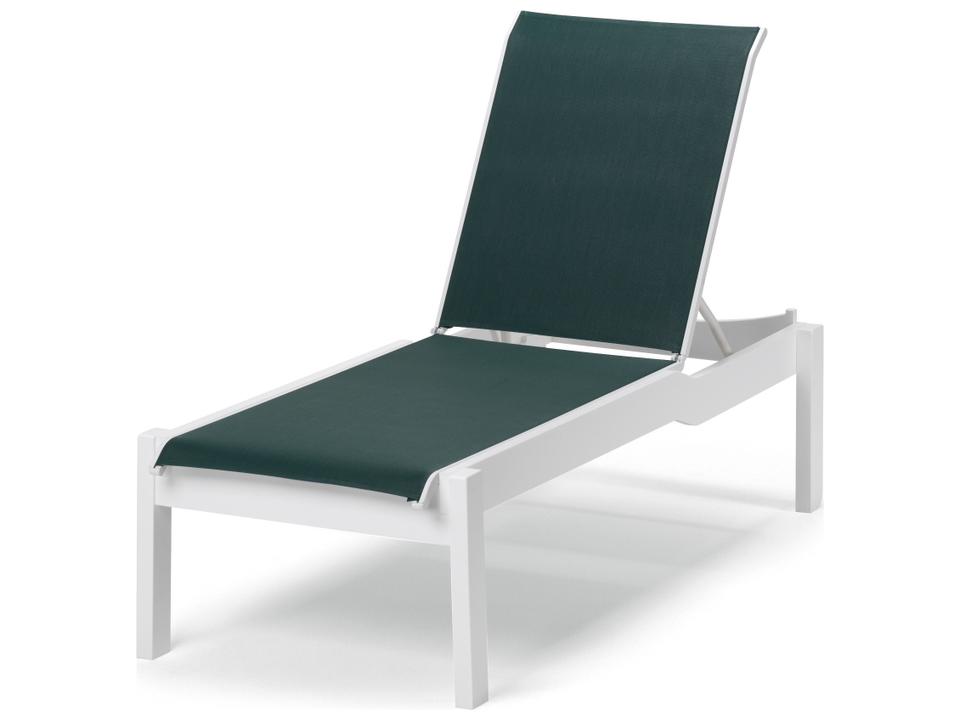 Leeward MGP Sling Lay-Flat Stackable Long Frame Chaise Lounge with Wheels