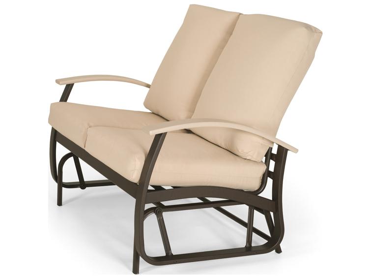 Belle Isle Cushion Aluminum Glider Patio Loveseat With MGP Arms
