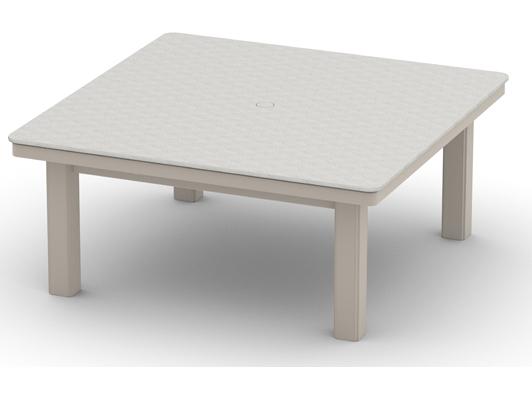 Origins Marine Grade Polymer Aluminum Square Coffee Height Table with Umbrella Hole