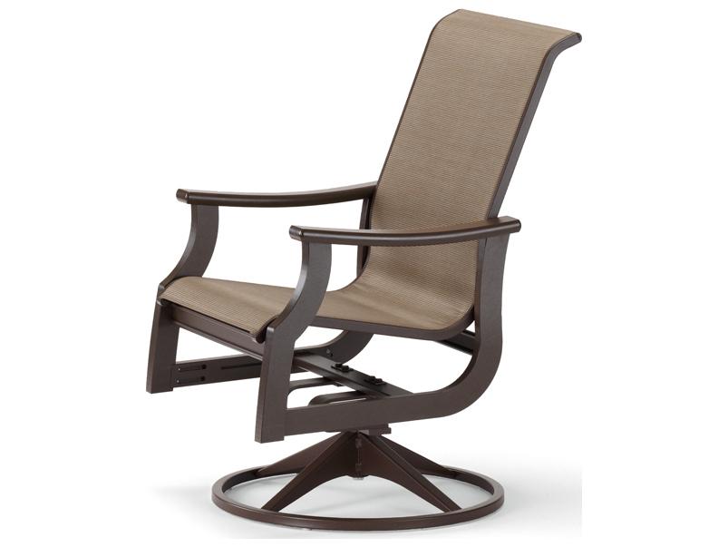 St. Catherine Marine Grade Polymer Sling Swivel Rocker Outdoor Dining Arm Chair