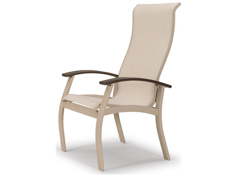 Belle Isle Sling Aluminum Supreme Patio Dining Arm Chair with MGP Arms
