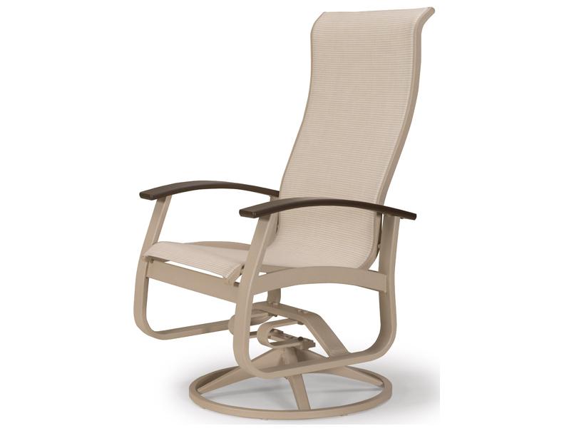 Belle Isle Sling Aluminum Supreme Swivel Rocker Outdoor Patio Dining Arm Chair With MGP Arms