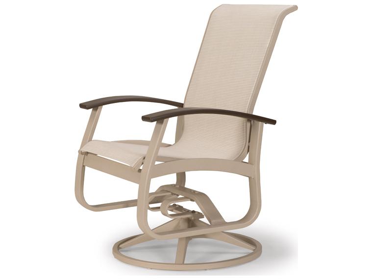 Belle Isle Sling Aluminum Swivel Rocker Patio Dining Arm Chair With MGP Arms
