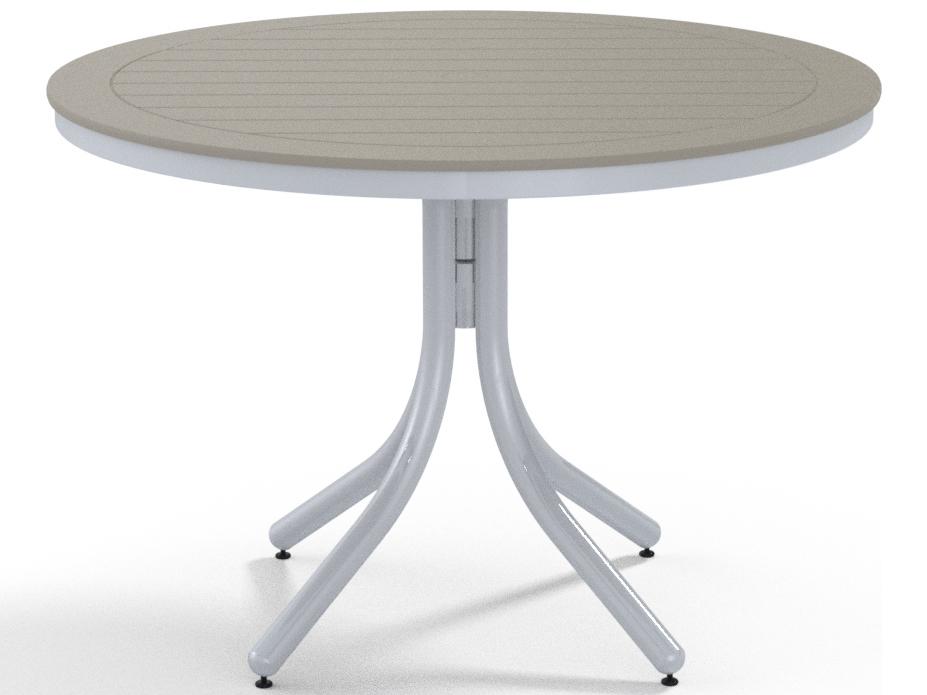 Marine Grade Polymer Round Outdoor Patio Dining Table with Umbrella Hole
