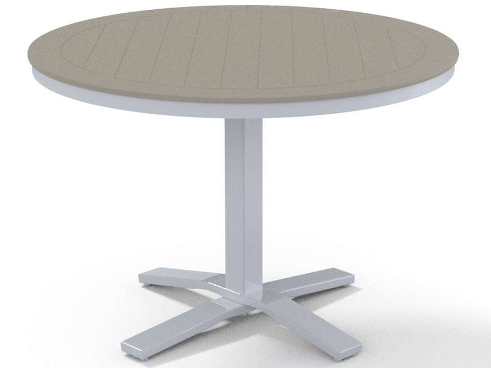 Marine Grade Polymer Round Pedestal Patio Dining Table with Umbrella Hole
