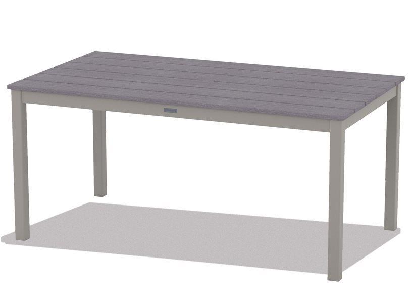 Marine Grade Polymer Rectangular Outdoor Patio Bar Table with Umbrella Hole