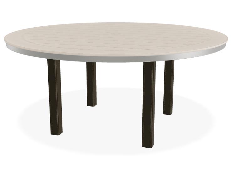 Marine Grade Polymer Round Outdoor Patio Dining Table with Umbrella Hole