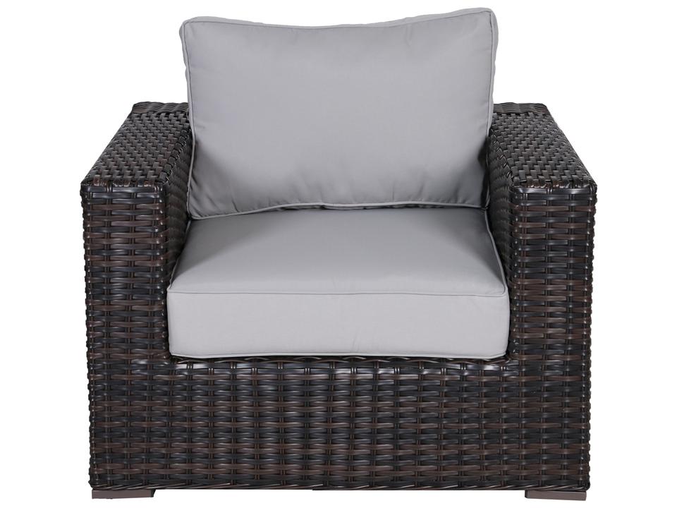 Santa Monica Wicker Rattan Club Chair with Grey Sunbrella Fabric