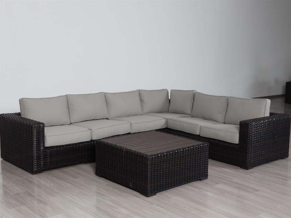 Santa Monica 5-Piece Modular Sectional Set with Grey Fabric