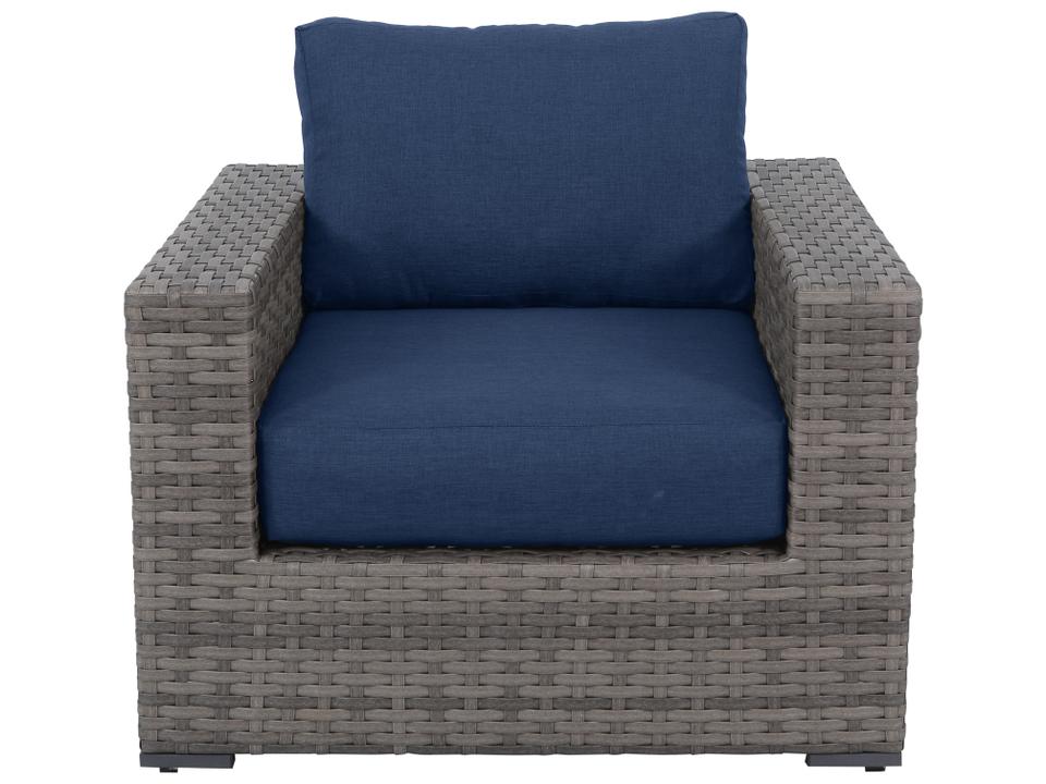 Bali Wicker Cushion Lounge Chair with Navy Olefin Cushions