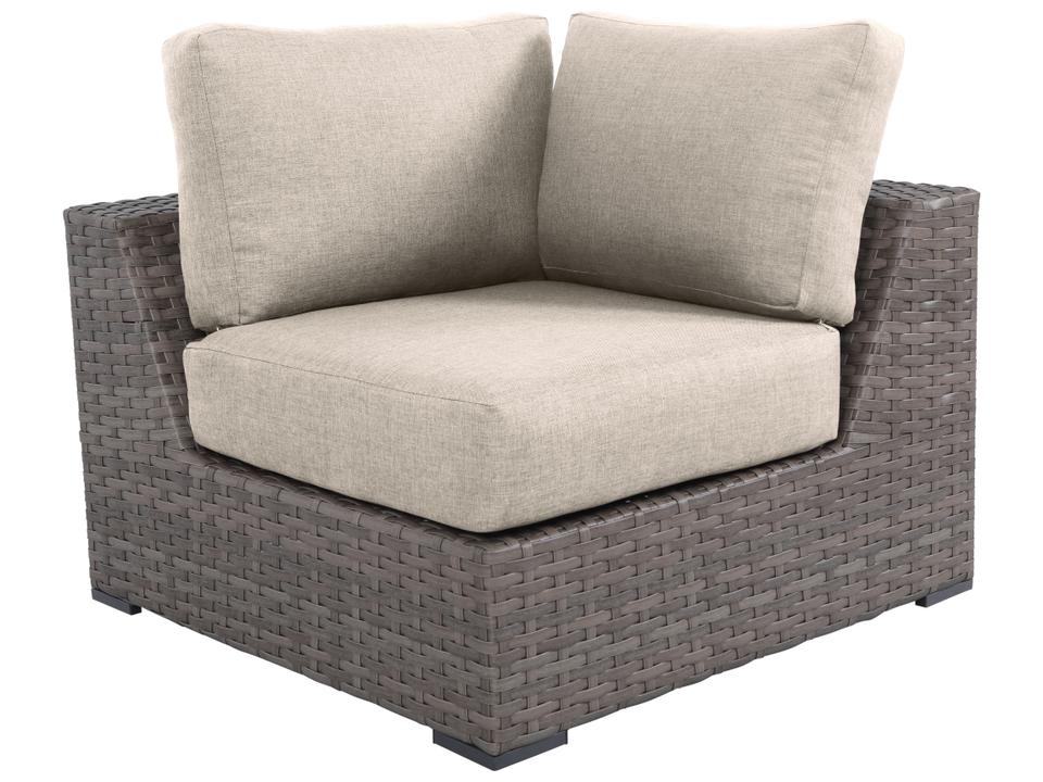 Bali 1-Seat Wicker Outdoor Sofa with Olefin Cushions in Light Beige