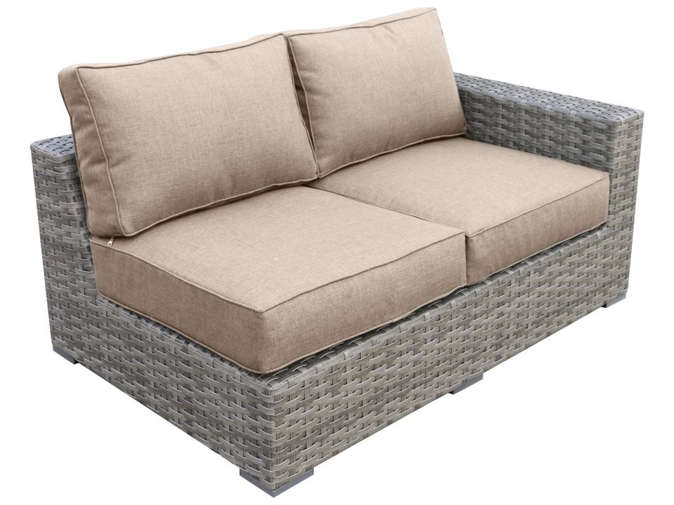 Furniture Bali 2-Seat Wicker Loveseat Sofa in Silver Grey and Wheat Cushion