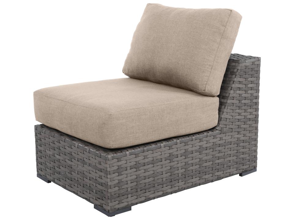 Bali 1-Piece Modular Wicker Sectional Sofa in Silver Grey with Wheat Olefin Cushions